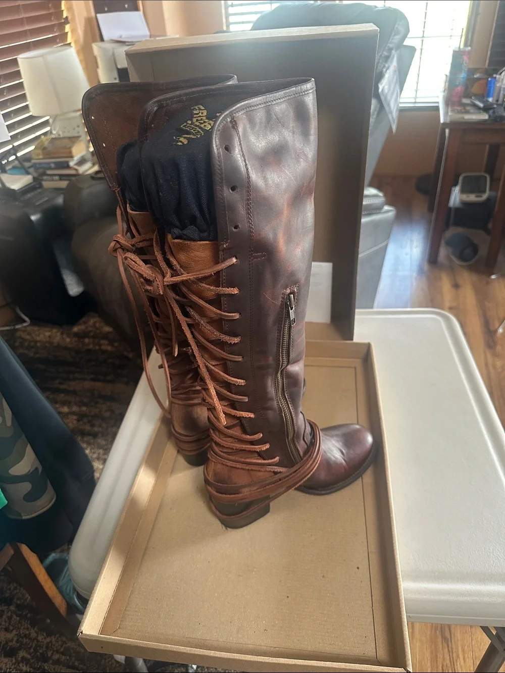 Freebird Boots Women’s Tall Lace-Up Leather Boots in Brown